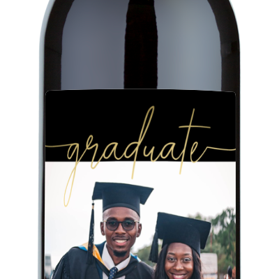 Gold Script Graduate Photo - Personalized Graduation Wine
