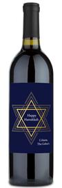 Happy Hanukkah Star Label - Personalized Wine