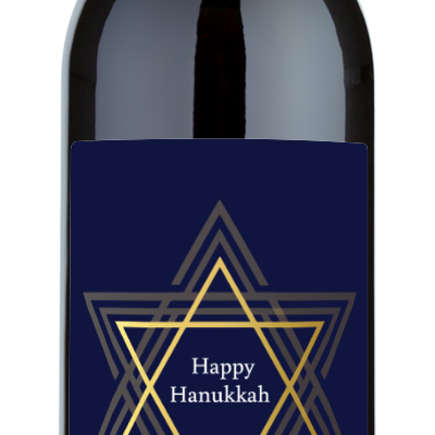 Happy Hanukkah Star Label - Personalized Wine