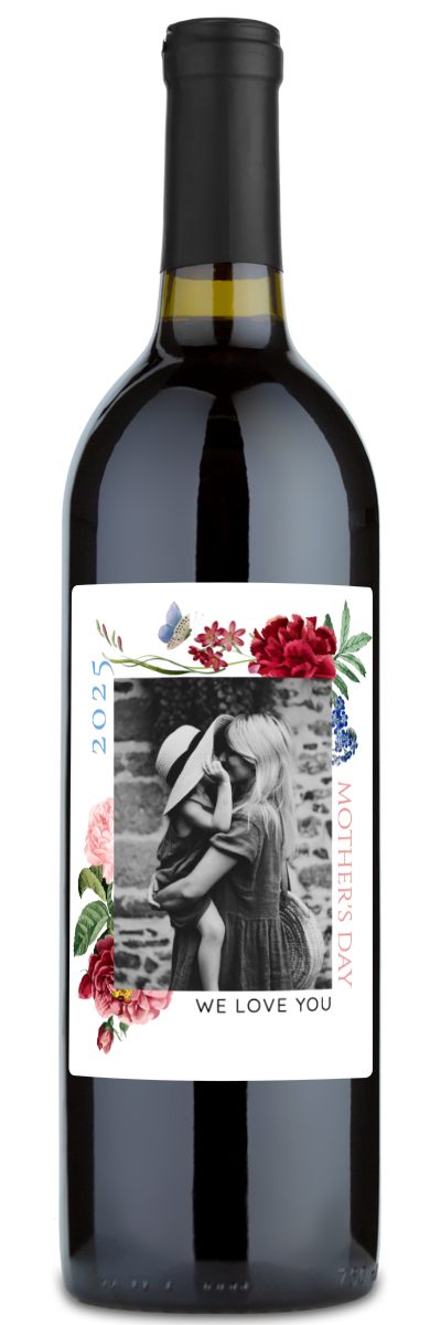 Floral Mother's Day Photo - Personalized Wine