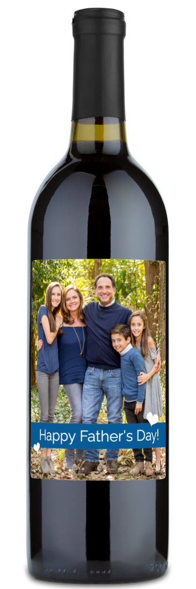 Father's Day Heart Photo - Personalized Wine