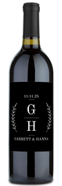 Laurel Branches Monogram Label - Personalized Wine