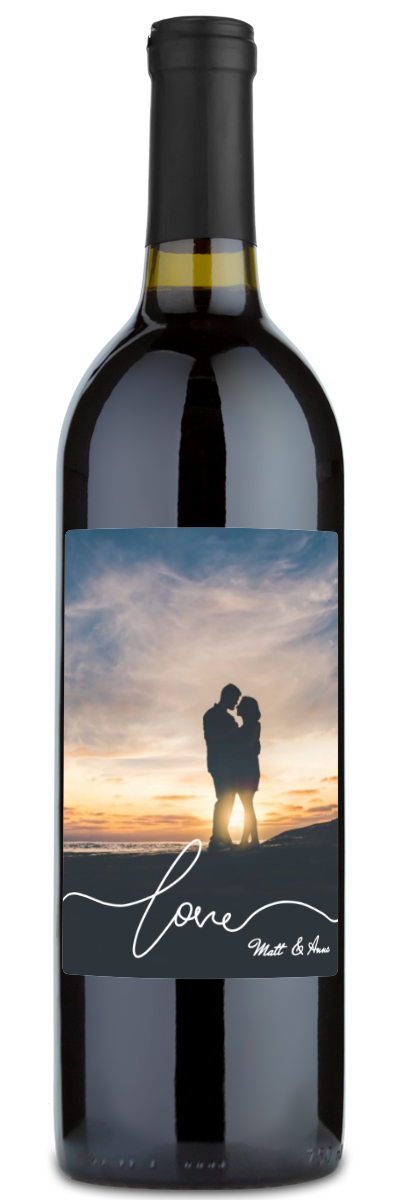 Love Script Photo - Personalized Wine