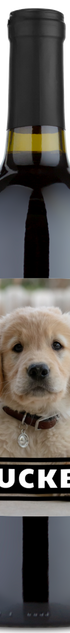 The personalwine Pet Photo Label - Personalized Wine features a golden retriever puppy and TUCKER in bold white letters.