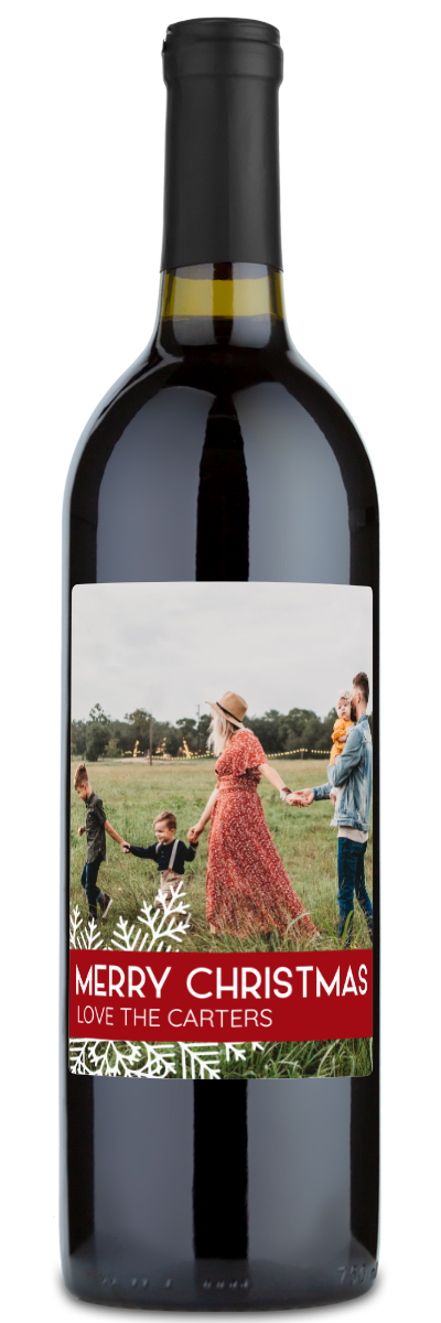 Snowflake Photo Label - Custom Christmas Wine