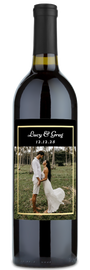 Gold Frame Wedding Photo - Personalized Wine