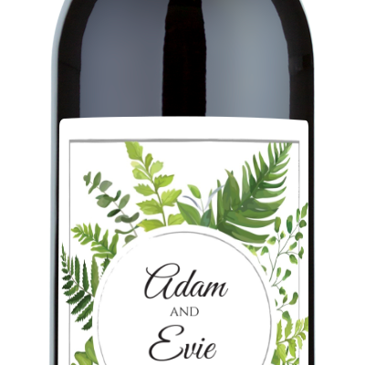 Green Leaves Monogram - Personalized Wine