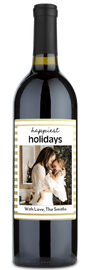 Happiest Holidays Label - Personalized Wine