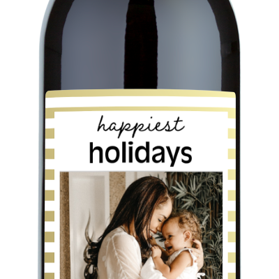 Happiest Holidays Label - Personalized Wine