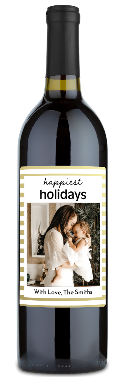 Happiest Holidays Label - Personalized Wine