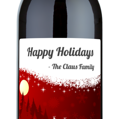 Christmas Silhouette Label - Personalized Holiday Wine
