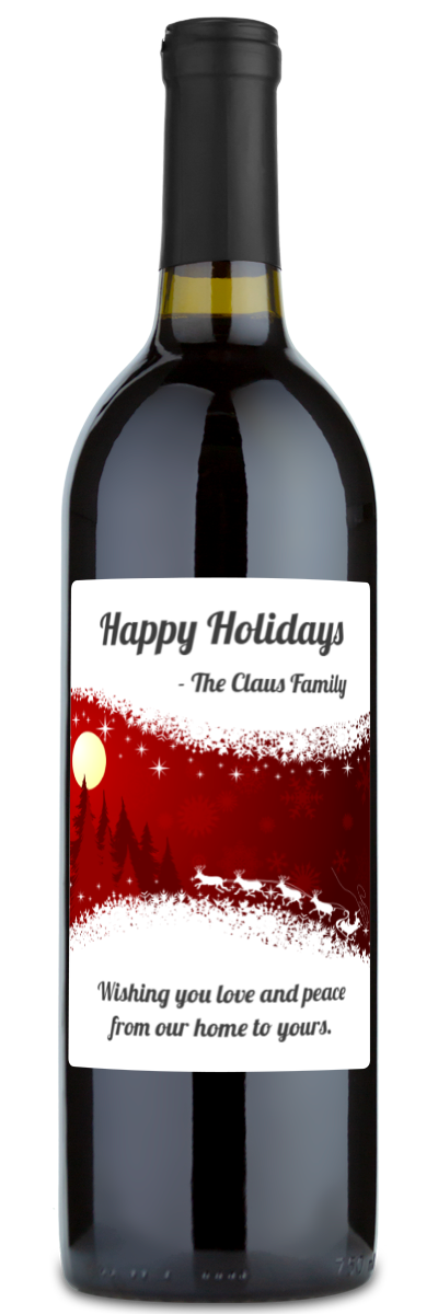 Christmas Silhouette Label - Personalized Holiday Wine