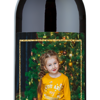Happy Holidays Gold Frame Label - Personalized Wine
