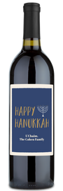 Hanukkah Menorah Label - Personalized Wine