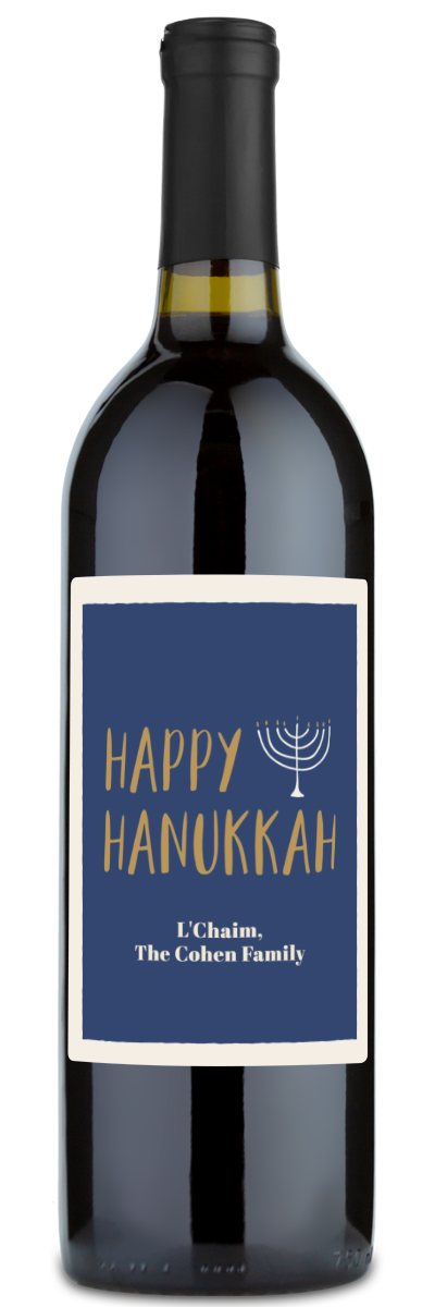 Hanukkah Menorah Label - Personalized Wine