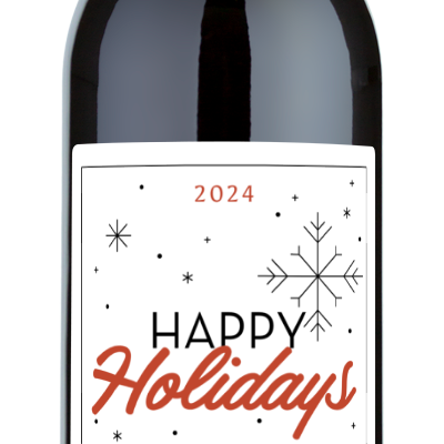 Happy Holidays Snowflake Label - Personalized Wine