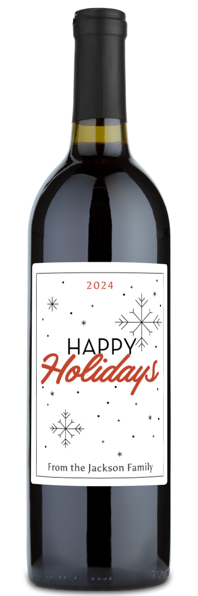 Happy Holidays Snowflake Label - Personalized Wine