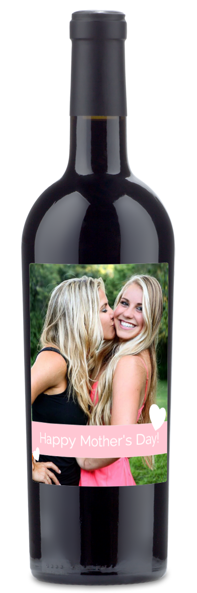Mother's Day Hearts Photo - Personalized Wine