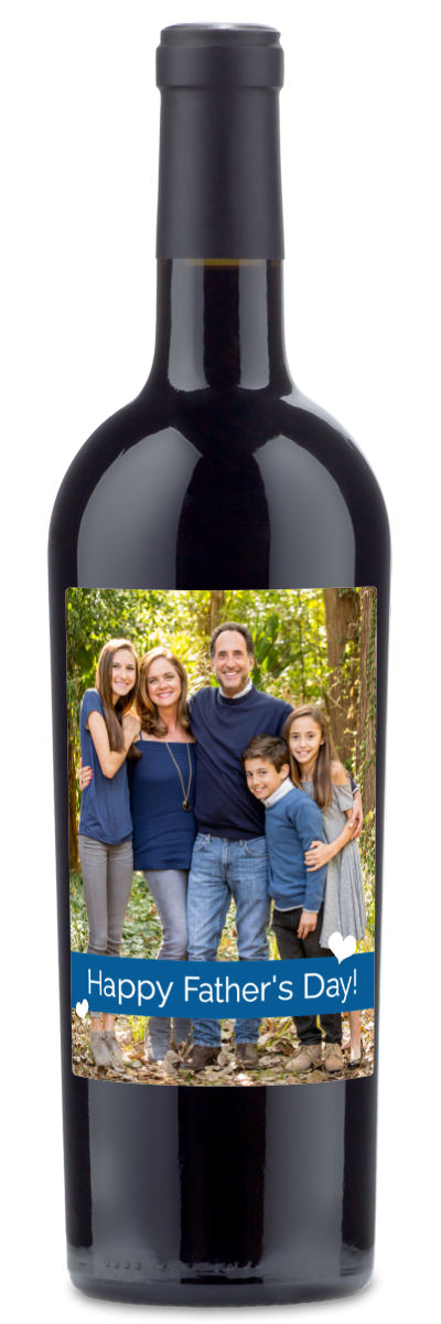 Father's Day Heart Photo - Personalized Wine
