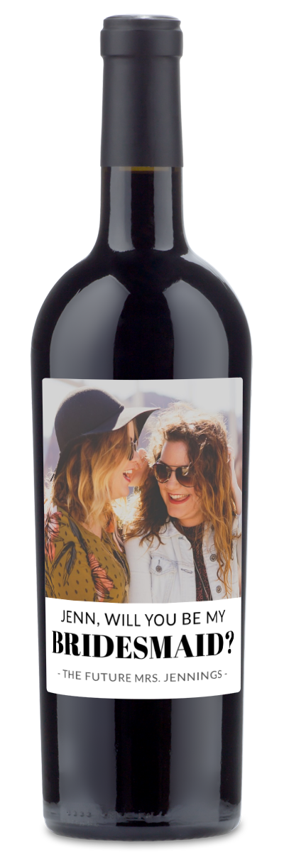 Bridesmaid Photo Label - Personalized Wine