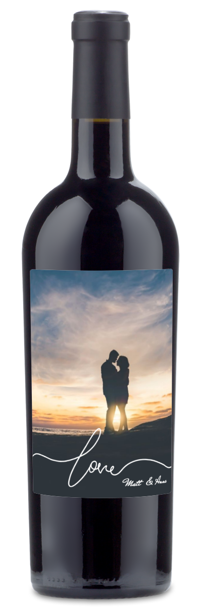 Love Script Photo - Personalized Wine
