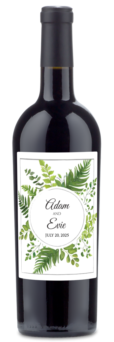 Green Leaves Monogram - Personalized Wine