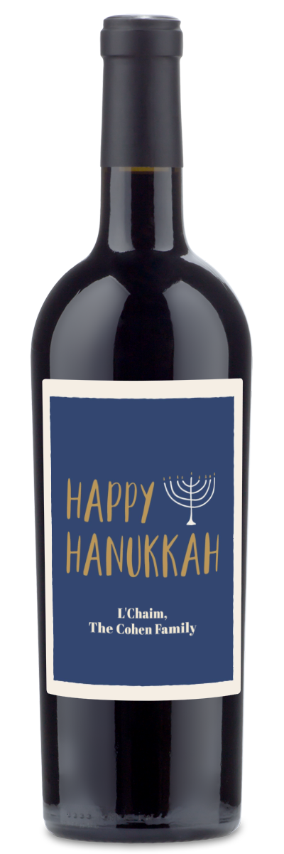 Hanukkah Menorah Label - Personalized Wine