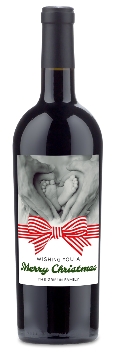 Christmas Bow Label - Custom Holiday Wine