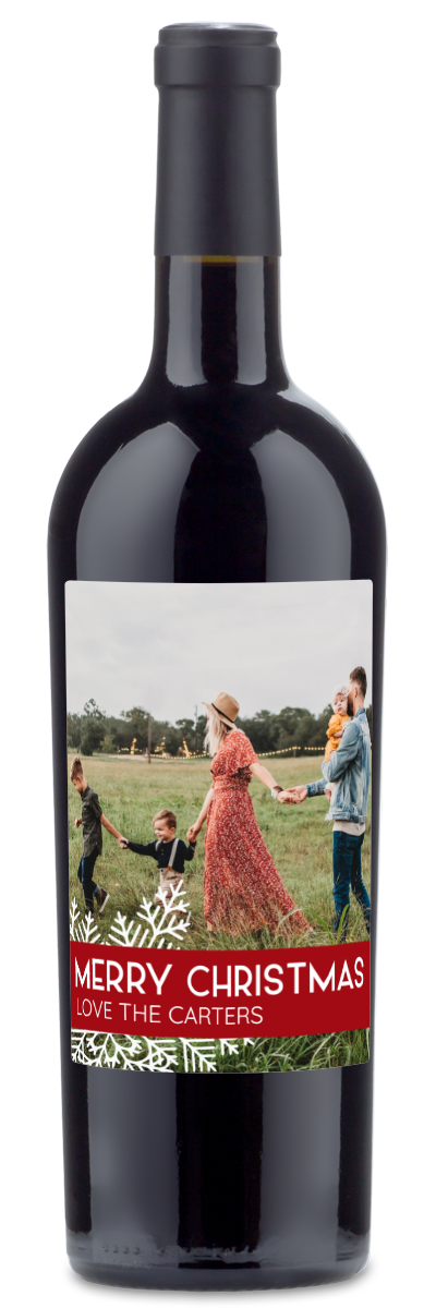 Snowflake Photo Label - Custom Christmas Wine