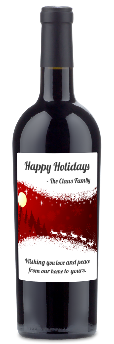 Christmas Silhouette Label - Personalized Holiday Wine