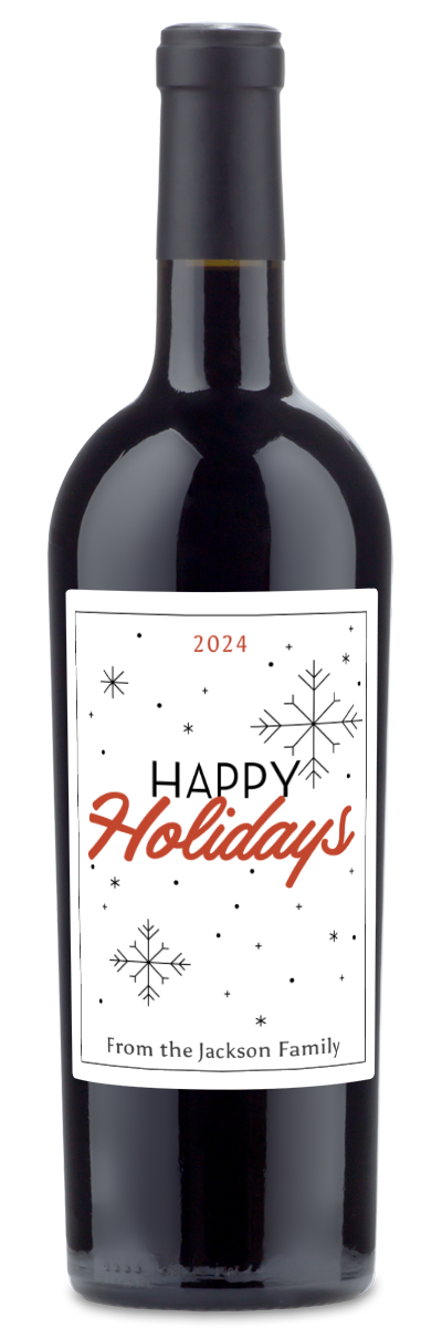 Happy Holidays Snowflake Label - Personalized Wine