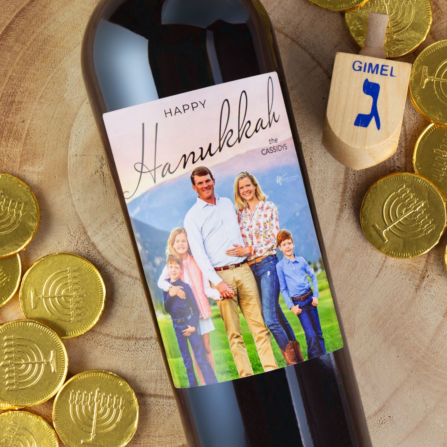 Hanukkah Photo Label - Custom Holiday Wine